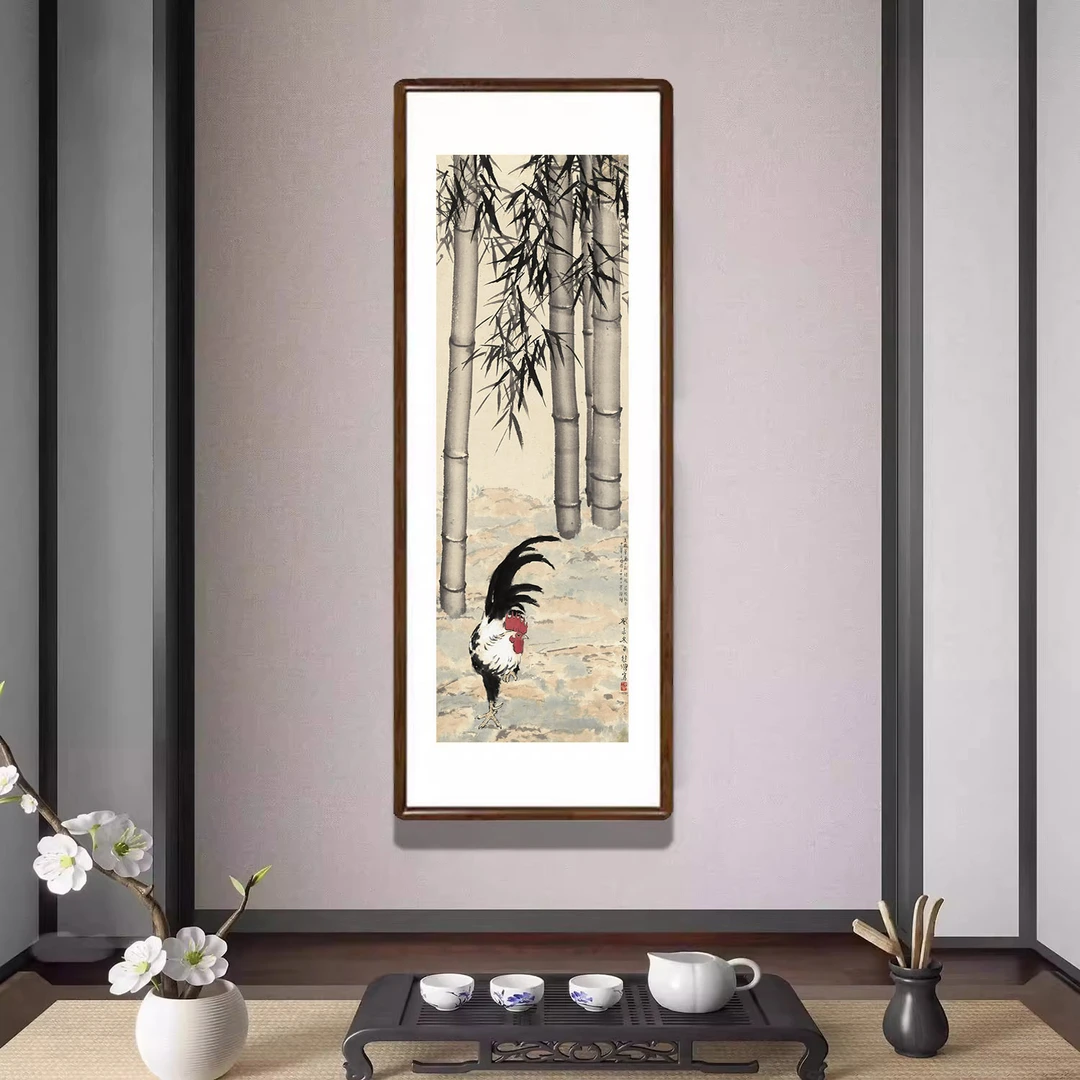 国画水墨画竹报平安条幅挂画新中式客厅电视柜装饰画走廊过道壁画