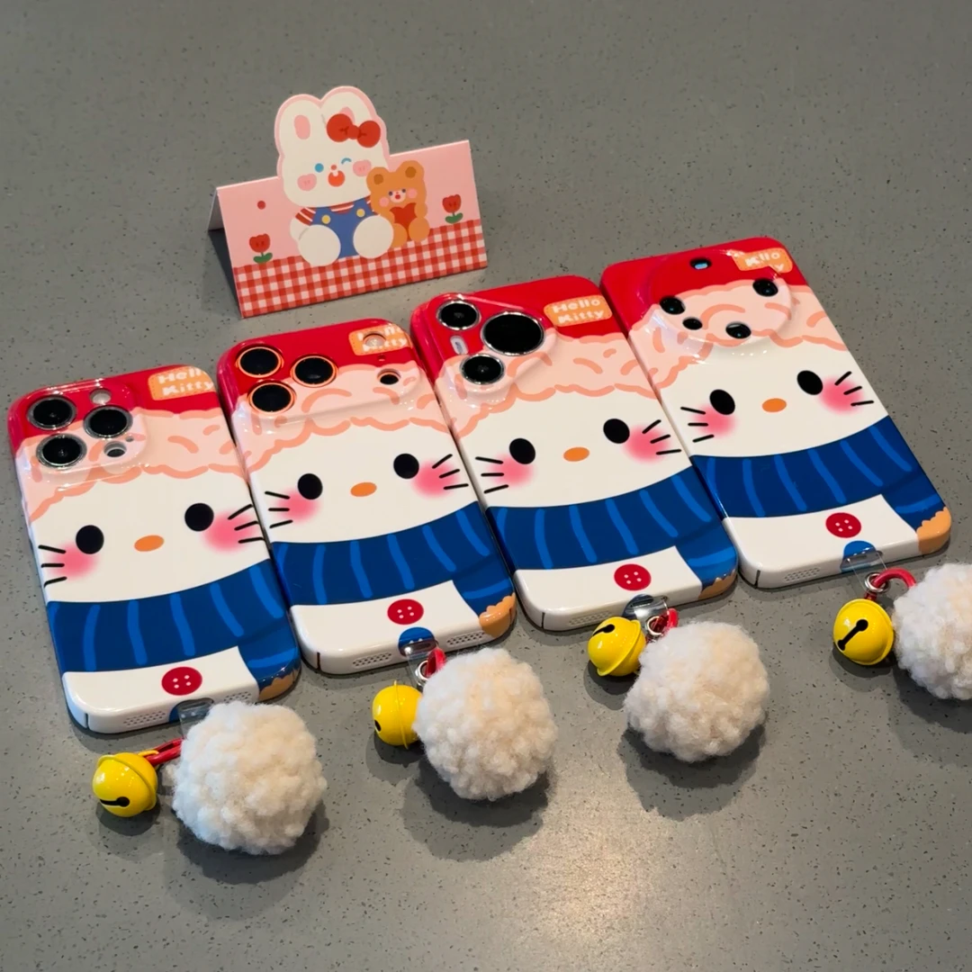 欧克里里暖冬Kitty铃铛毛球适用苹果17/16手机壳华为oppo小米vivo