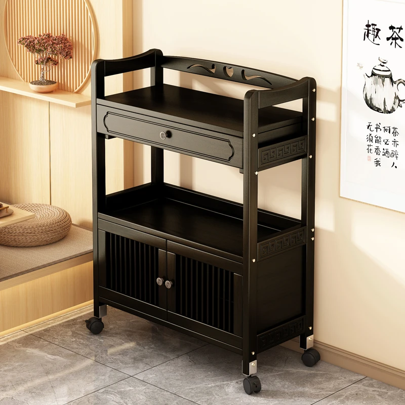 茶水柜家用可移动置物架小推车客厅简易茶叶收纳架沙发边几收纳柜