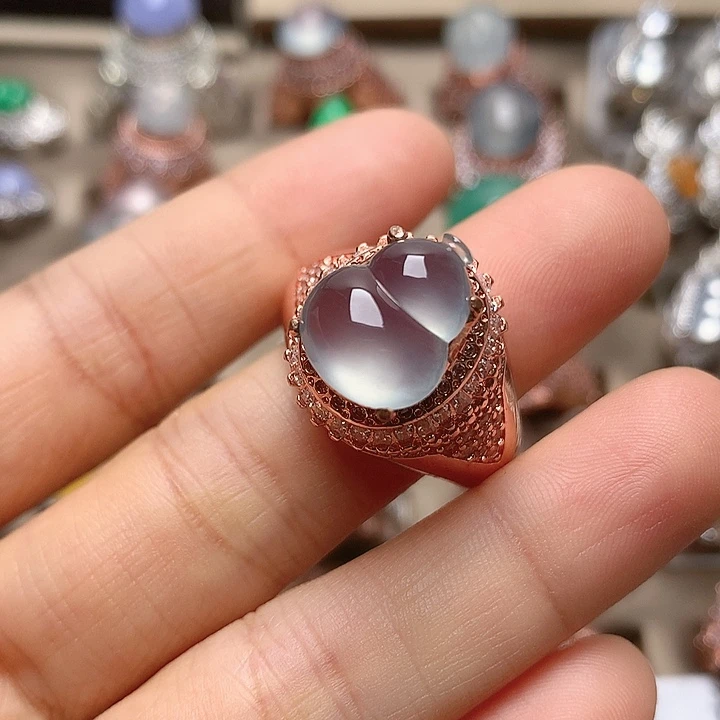 翡翠合金戒指翡翠高冰波种水葫芦
