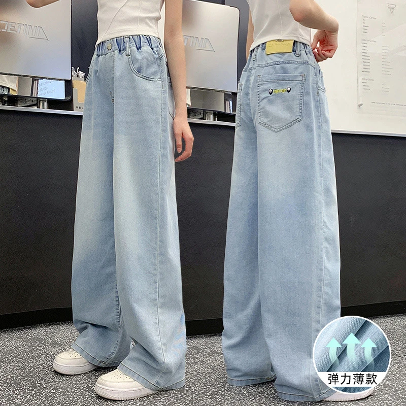 女童牛仔裤夏装儿童洋气裤子2025新款夏天中大童休闲长裤小女孩