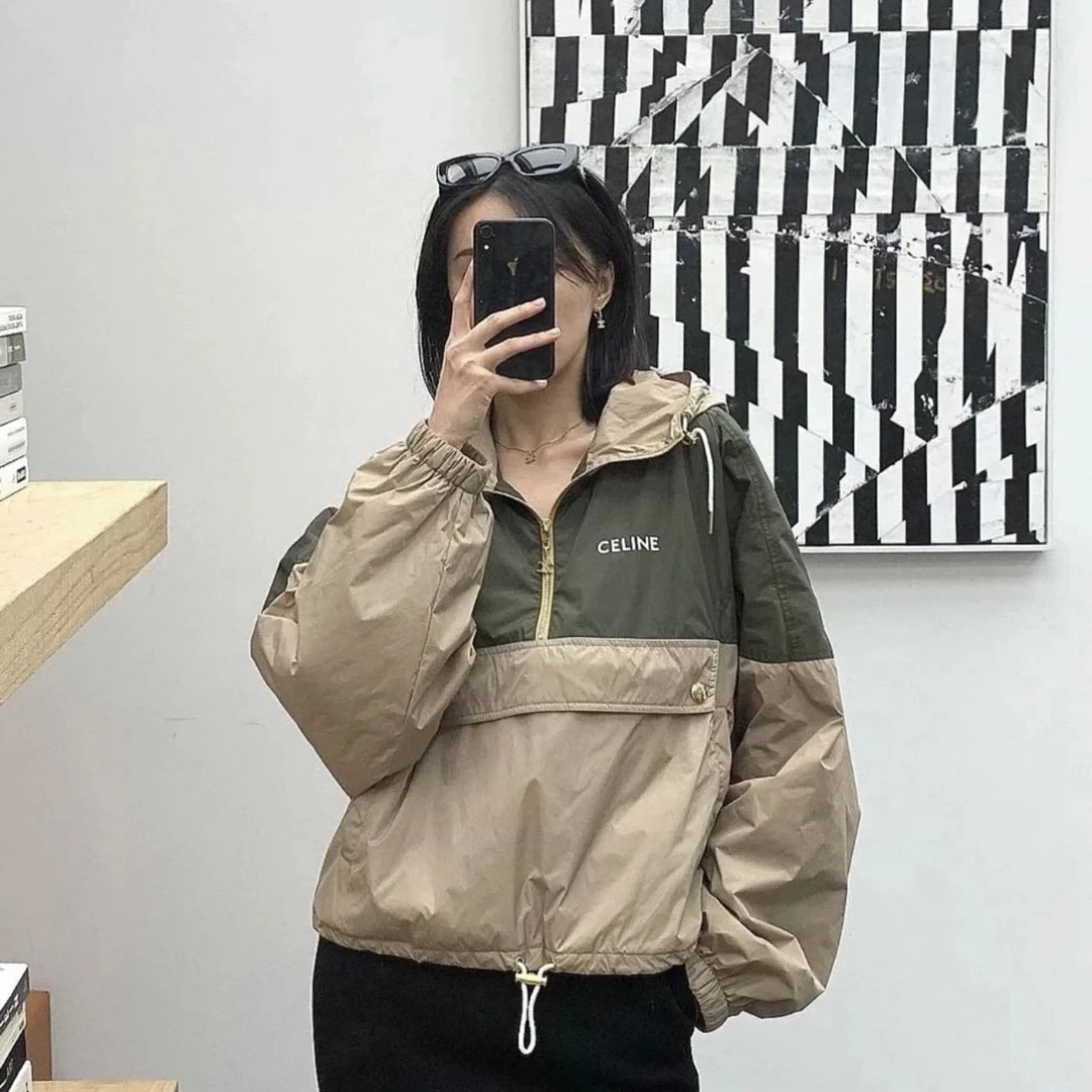 99新 Celine/思琳 bb181/拼色休闲外套 锦纶 34码