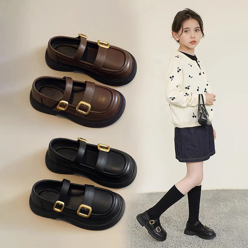 女童皮鞋2025新款春秋小女孩公主鞋儿童乐福鞋黑色演出英伦风单鞋