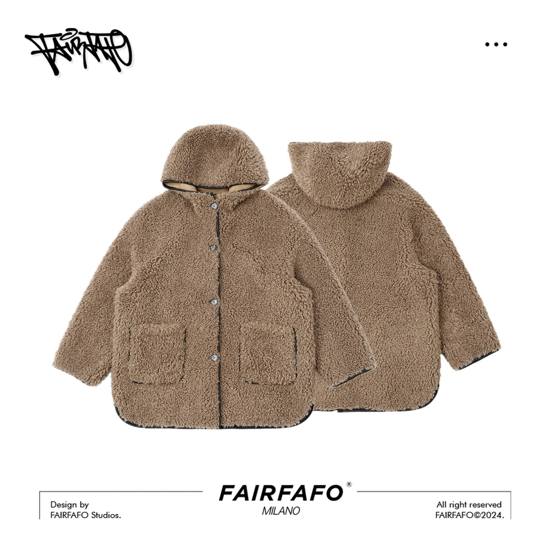 FAIRFAFO林肉肉【牛角扣毛绒绒外套】LG4WD0157加厚保暖冬季外套