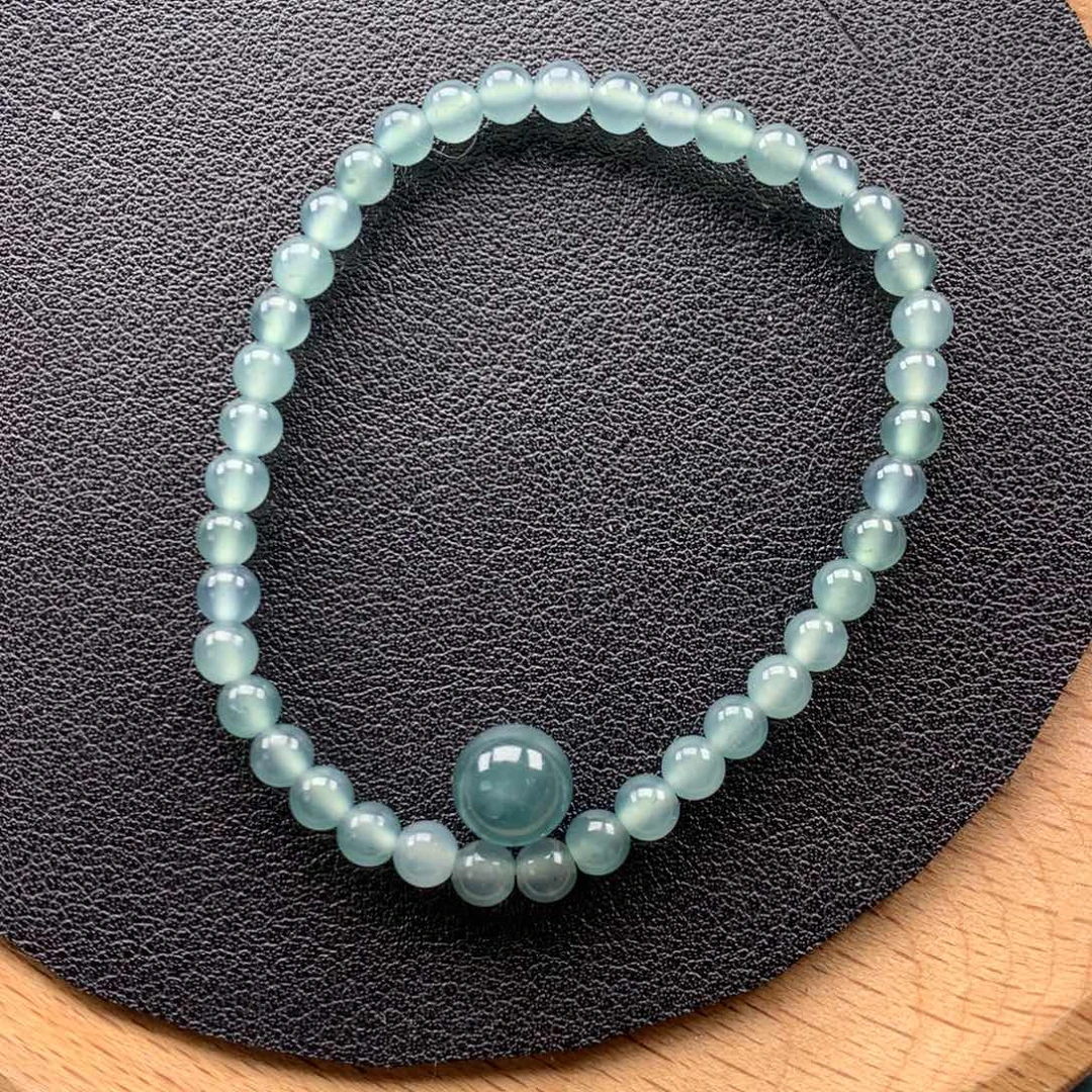 爪***馆翡翠未镶嵌手链天然翡翠A货珠链