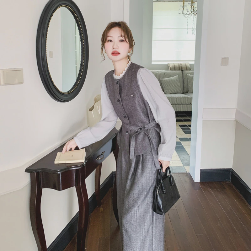 氛围感马甲套装裤女2025早春新款优雅气质韩系穿搭松弛感三件套潮