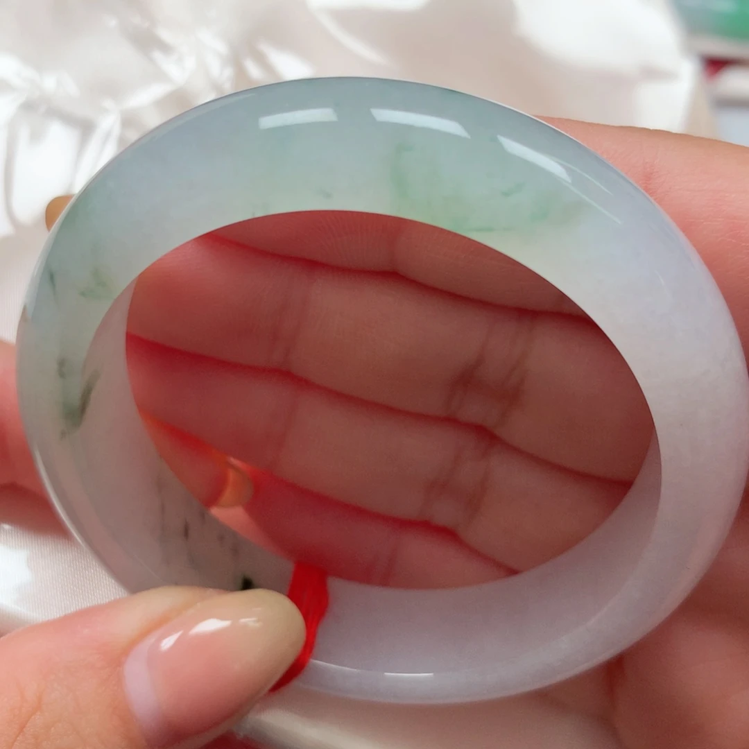 翡翠未镶嵌手镯9冰飘花清爽