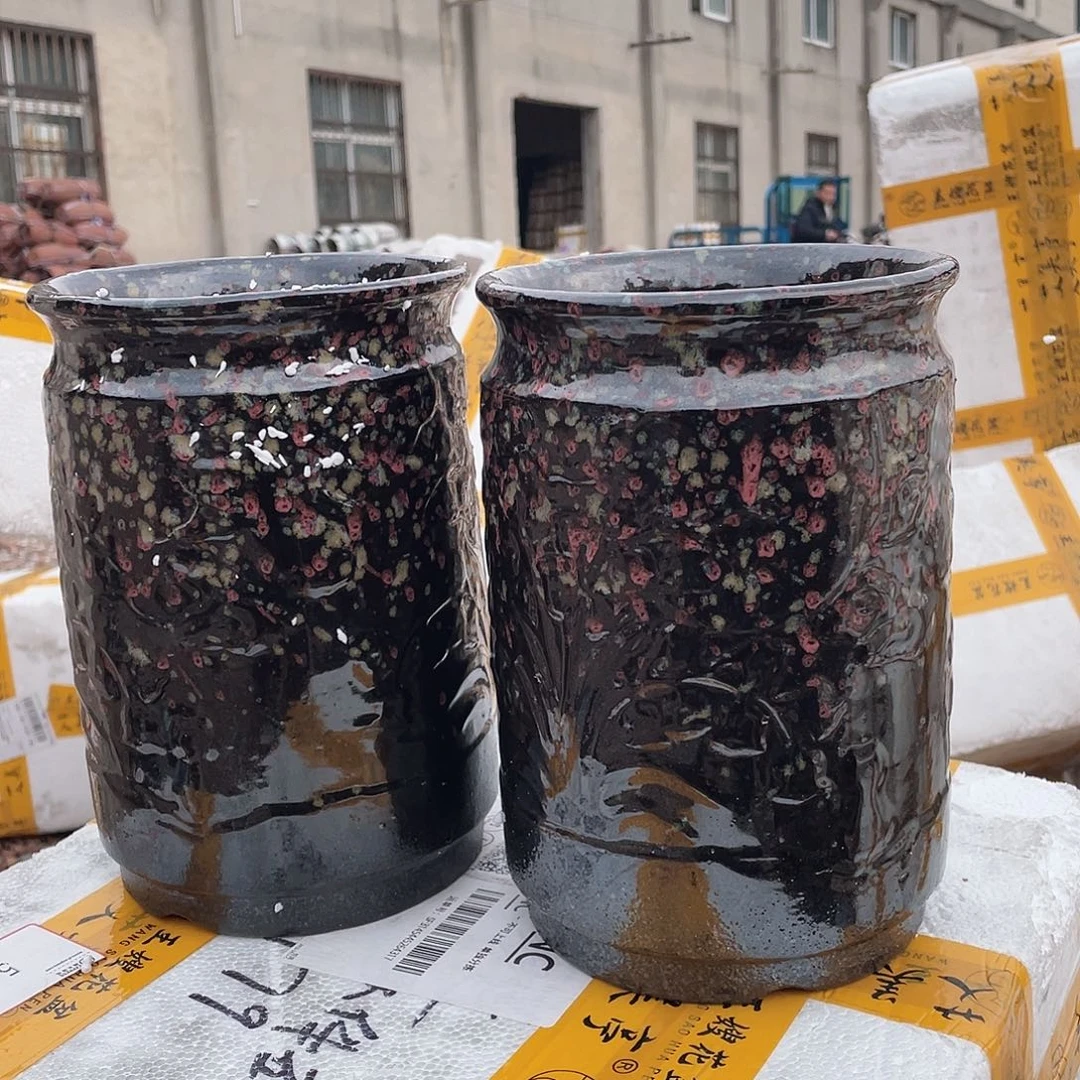 红陶王嫂花盆0212-黑花风