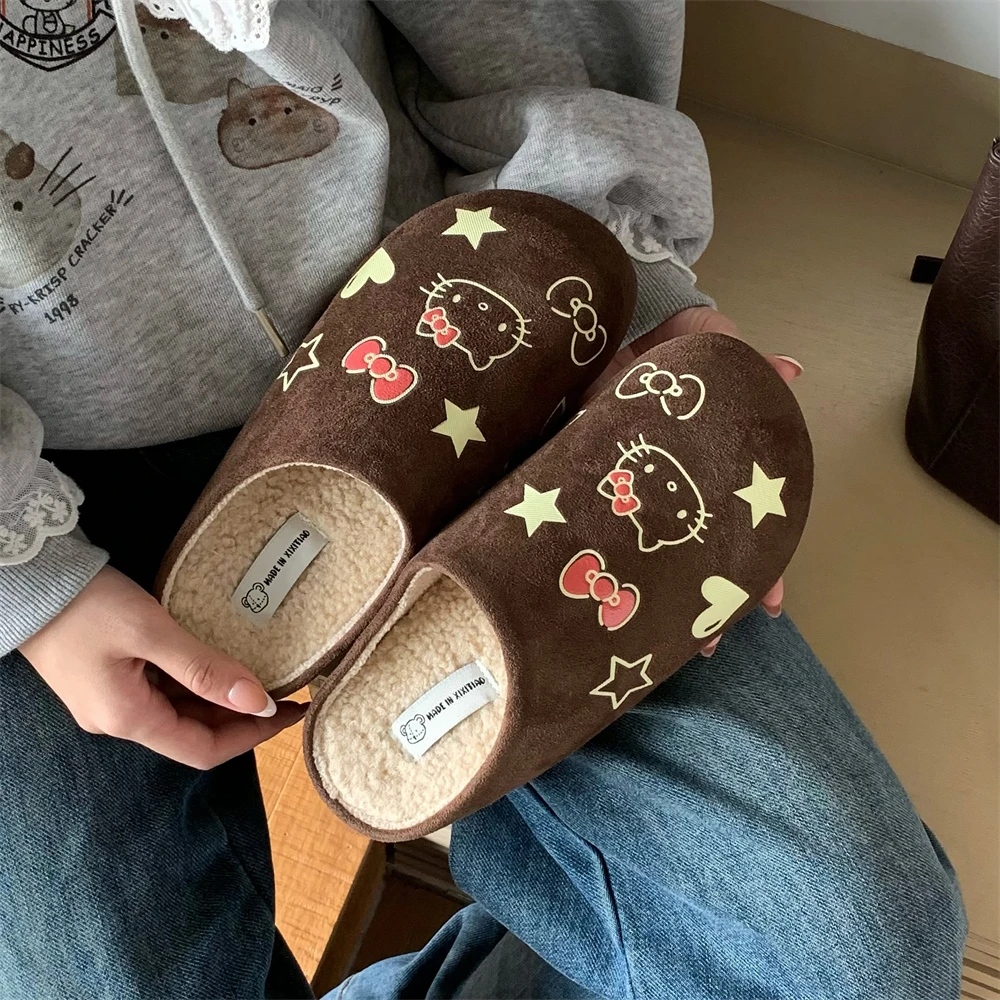 细细条 日系少女心可爱HelloKitty勃肯鞋女秋冬新款保暖休闲鞋ins