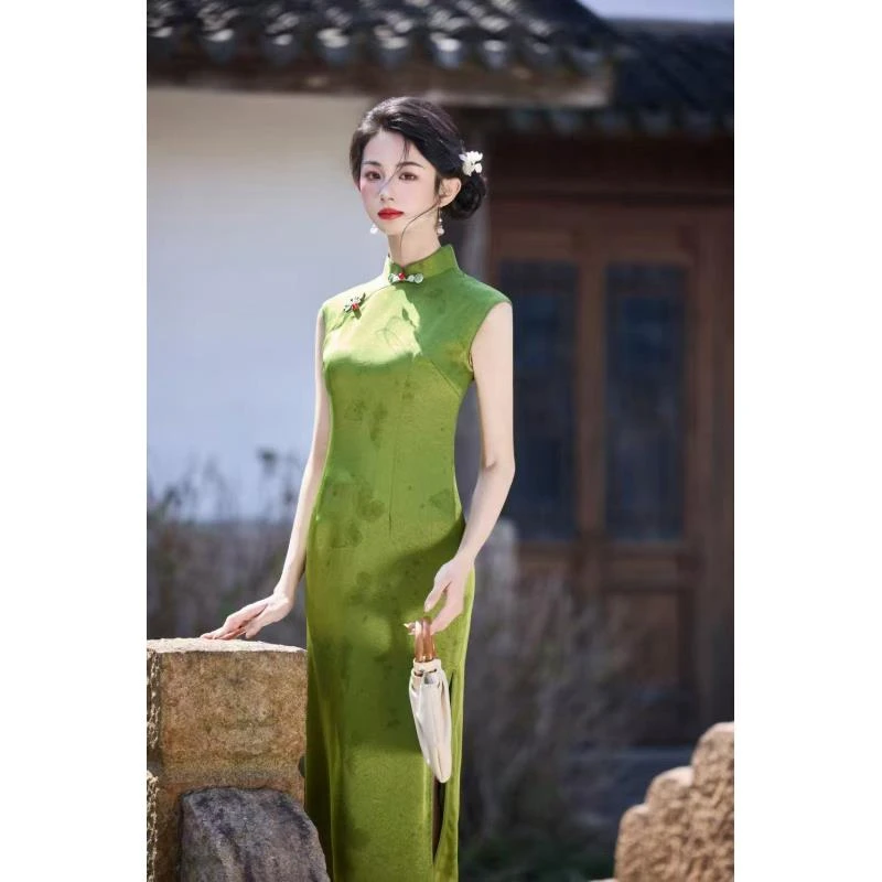 苏故里【青云直上】2025年新款春夏复古新中式气质旗袍双层衣长120