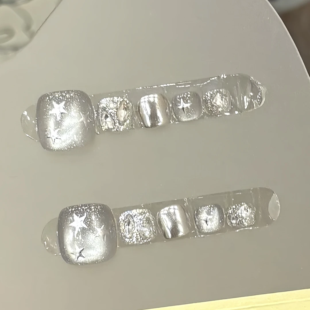 碎银星际（脚甲12片装）-茉莉Molly轻奢手工穿戴甲