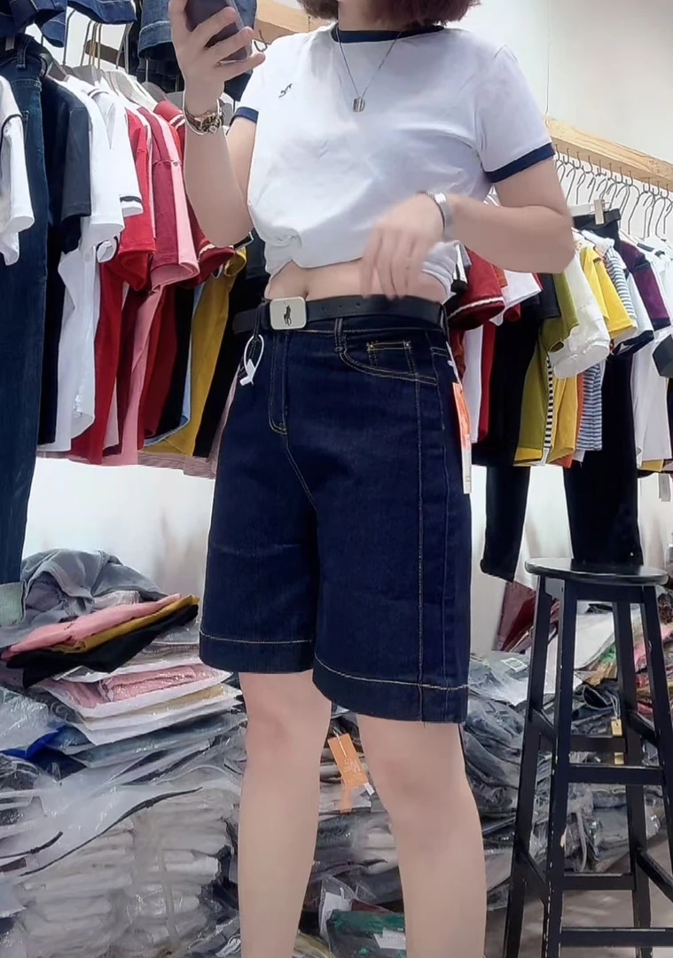 时尚潮流百搭休闲短裤哈伦中腰牛仔裤5015短款显瘦