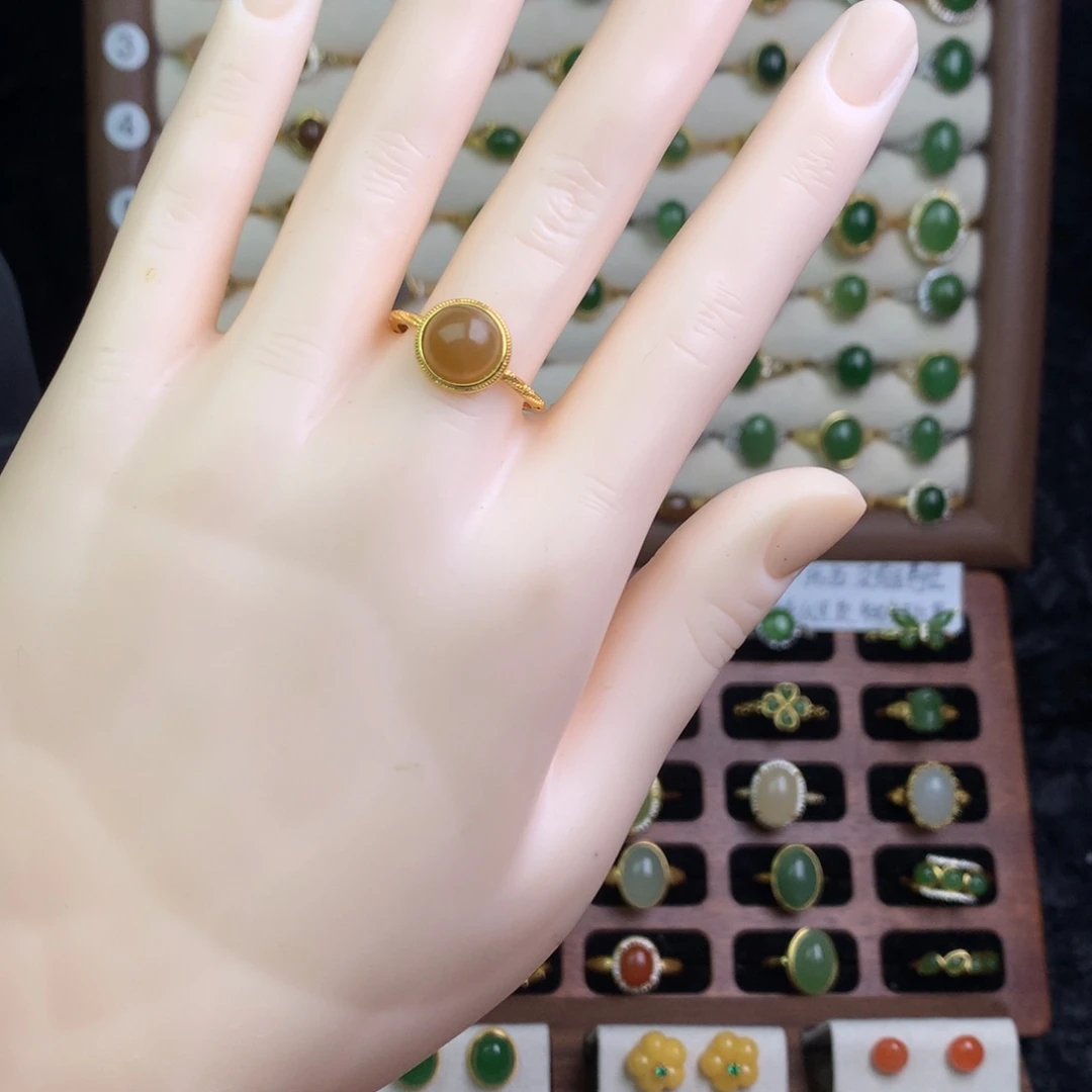 和田玉银S925镶嵌戒指