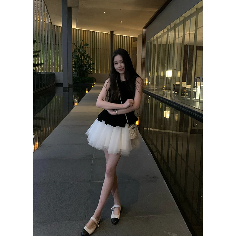 王少女的店 白色网纱时尚蓬蓬裙春夏少女千金感短裙子 B30456S51