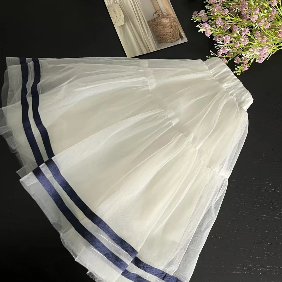 春款时尚白色纱裙 9839沐系