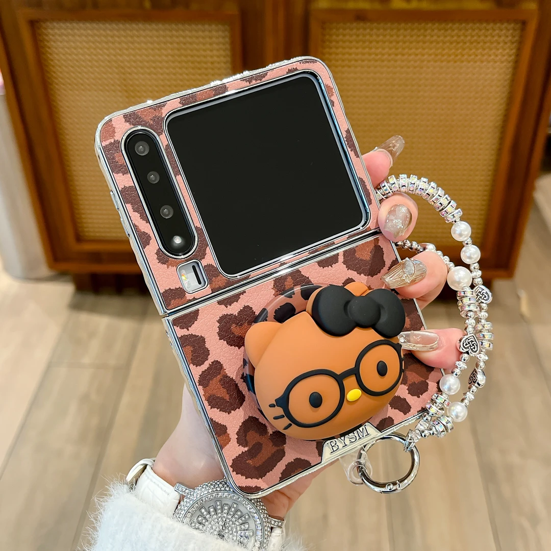 适用华为Pura x手机壳豹纹猫咪磁吸支架pocket2折叠屏女款保护套