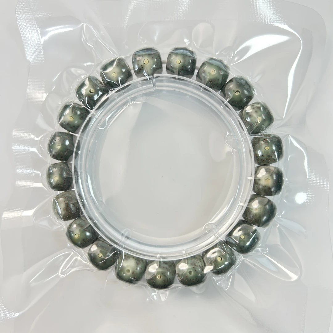298 石玉料满绿星月菩提手串 11×10mm