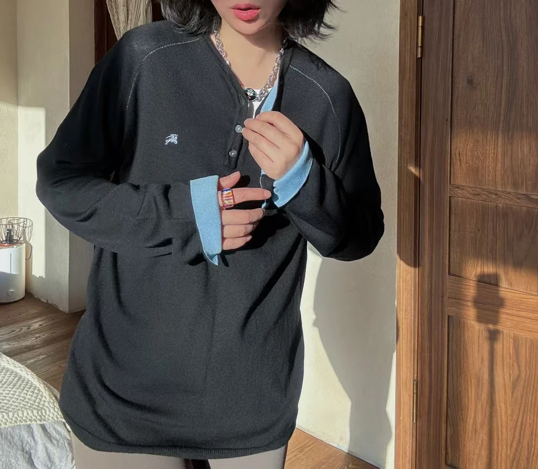 95新 BURBERRY/博柏利 博柏利/黑色蓝战马标毛衣