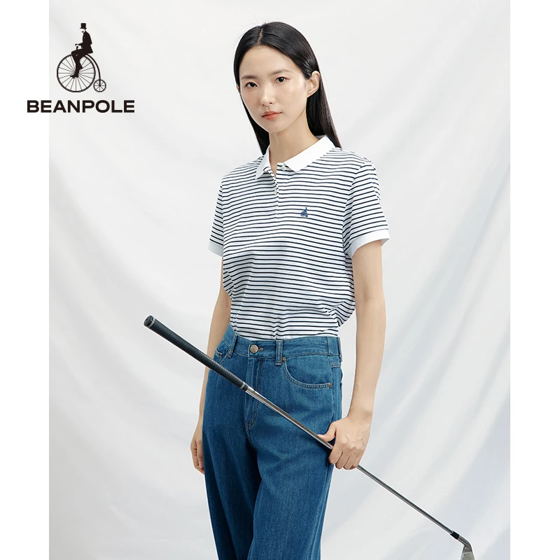 【新品】BEANPOLE滨波 2025春夏女士简约条纹短袖POLO衫BF5342Z12