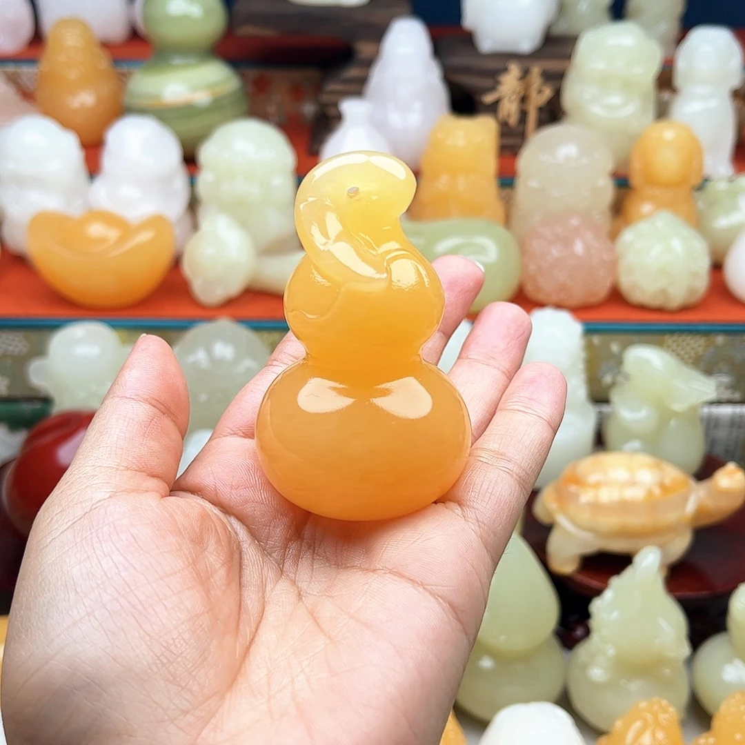 楠***木石材葫芦手吧摆件