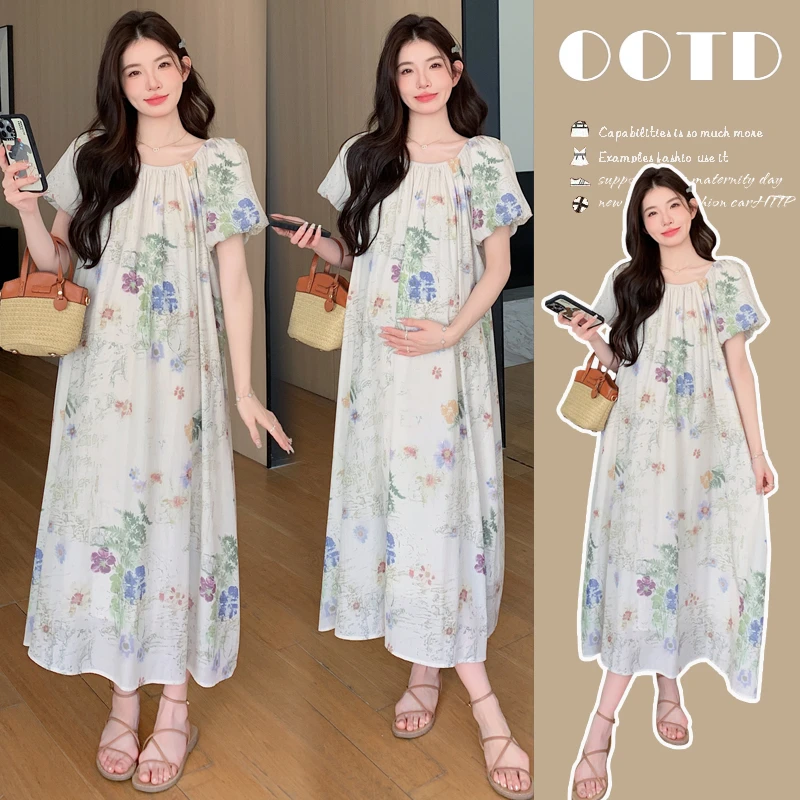孕妇装2025春秋季新款小个子宽松外穿休闲潮流气质百搭孕妇连衣裙