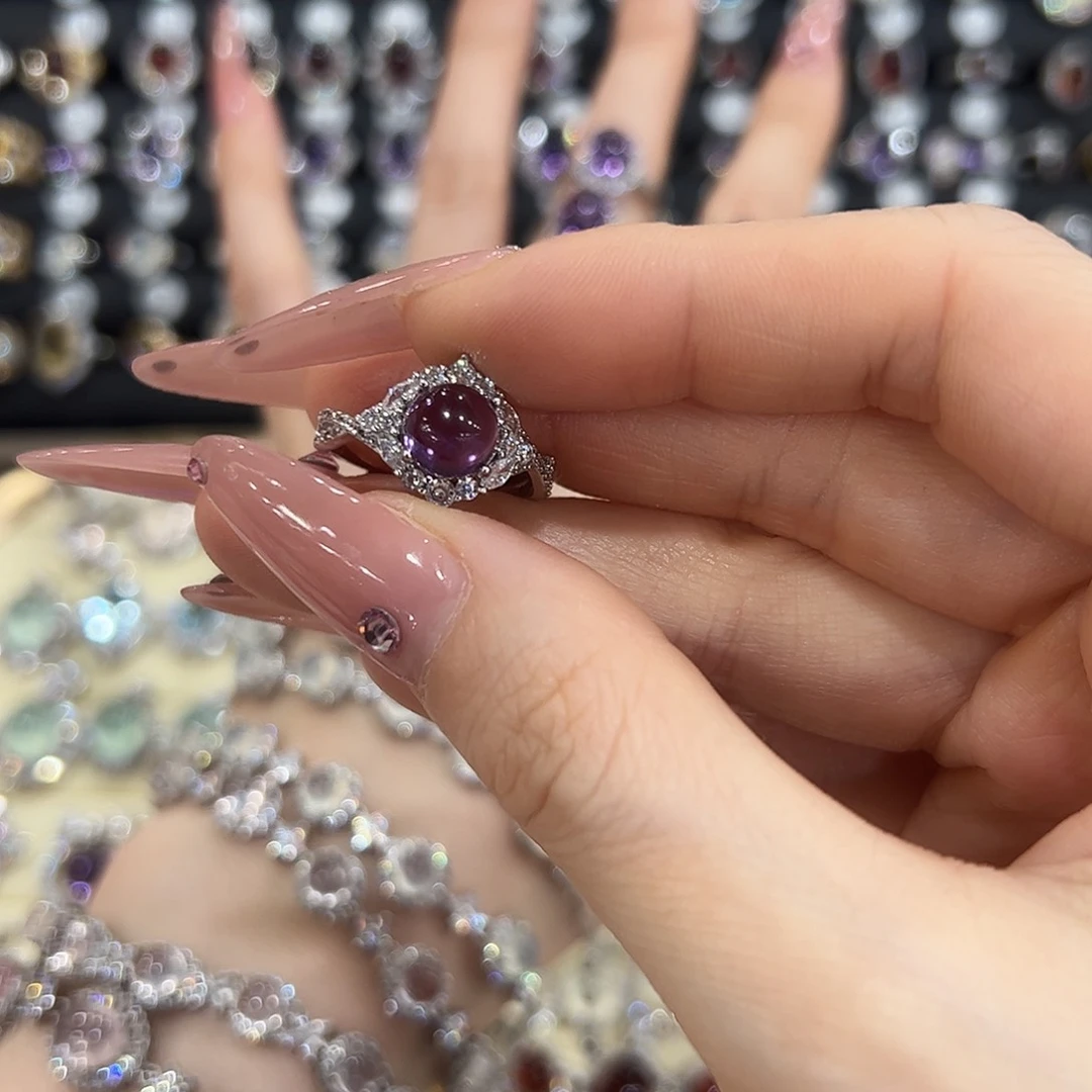 岫玉银S925镶嵌戒指?****?