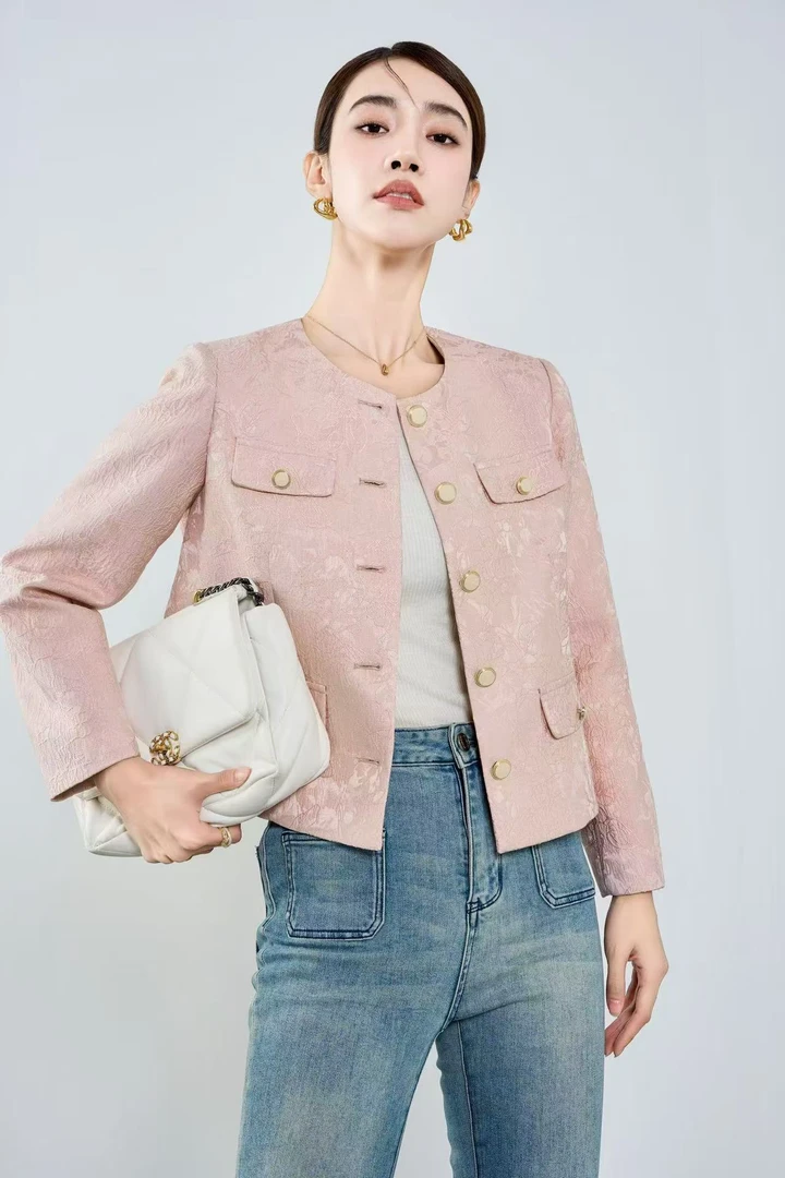 圆领提花小香风外套8013