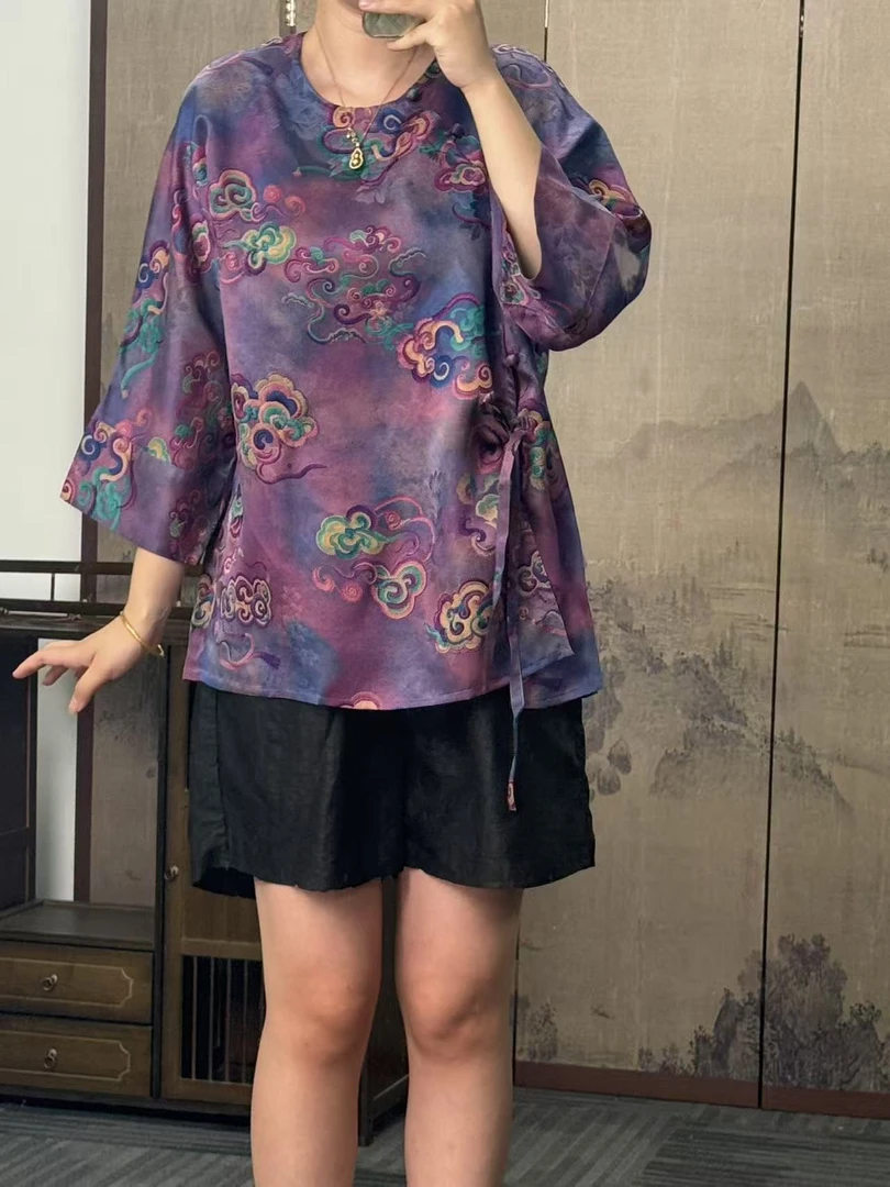 100桑蚕丝！紫祥云毛衫