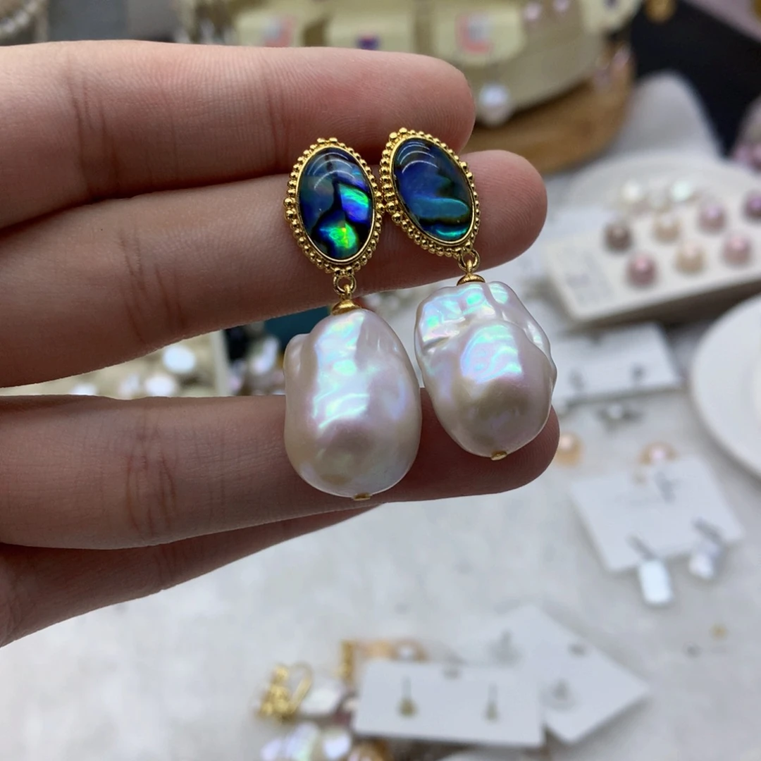 淡水珍珠耳饰合金