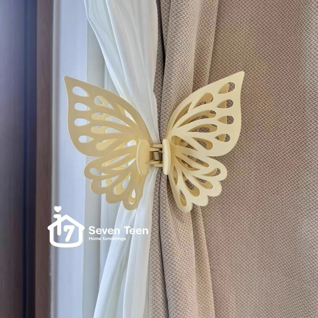 镂空蝴蝶窗帘夹子抓夹固定器收纳大号磨砂