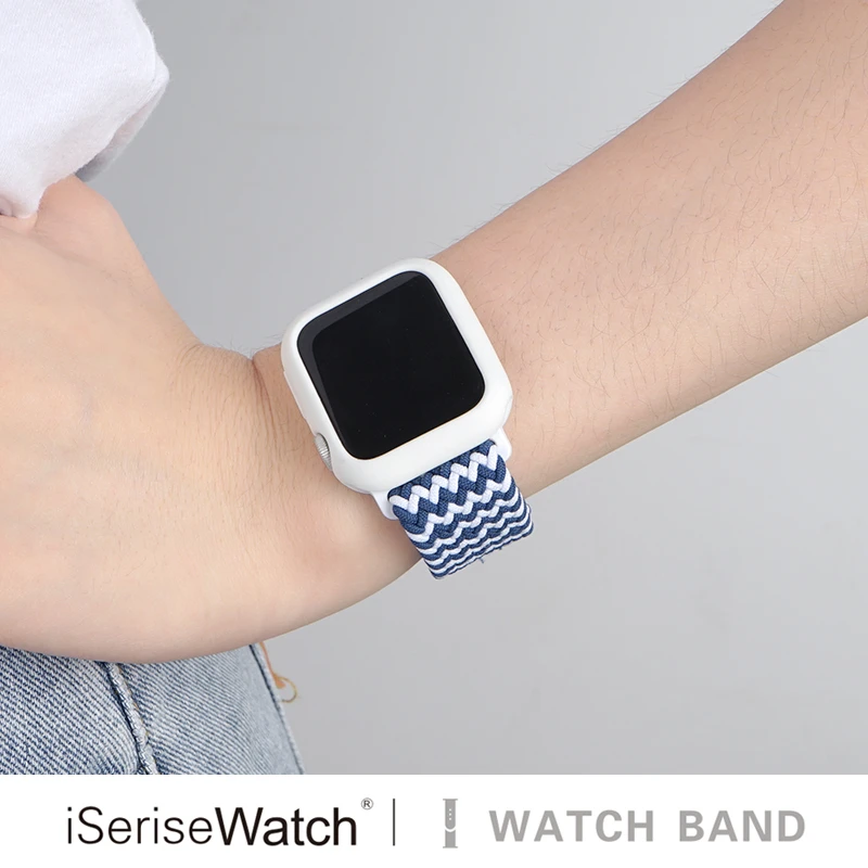 iserisewatch适用apple watchs11苹果尼龙透气表带运动弹力编织
