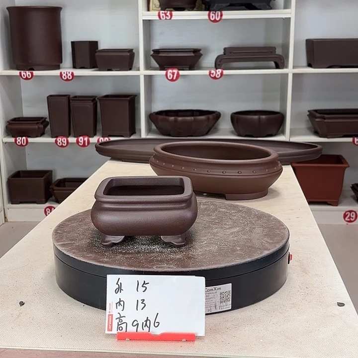 紫砂花盆束口小四方