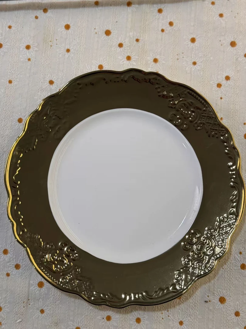 【大金边 发两个】21公分镀金陶瓷 骨瓷盘子拍1发2