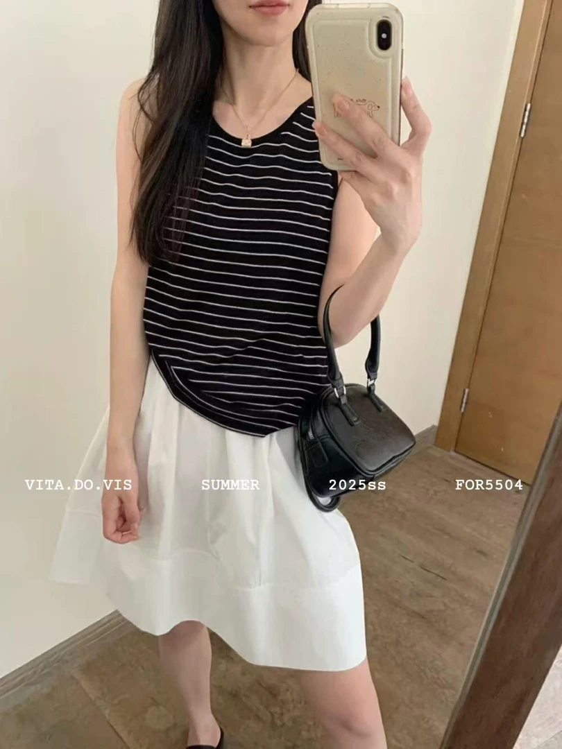 杨杨 夏季清凉百搭条纹撞色背心5504