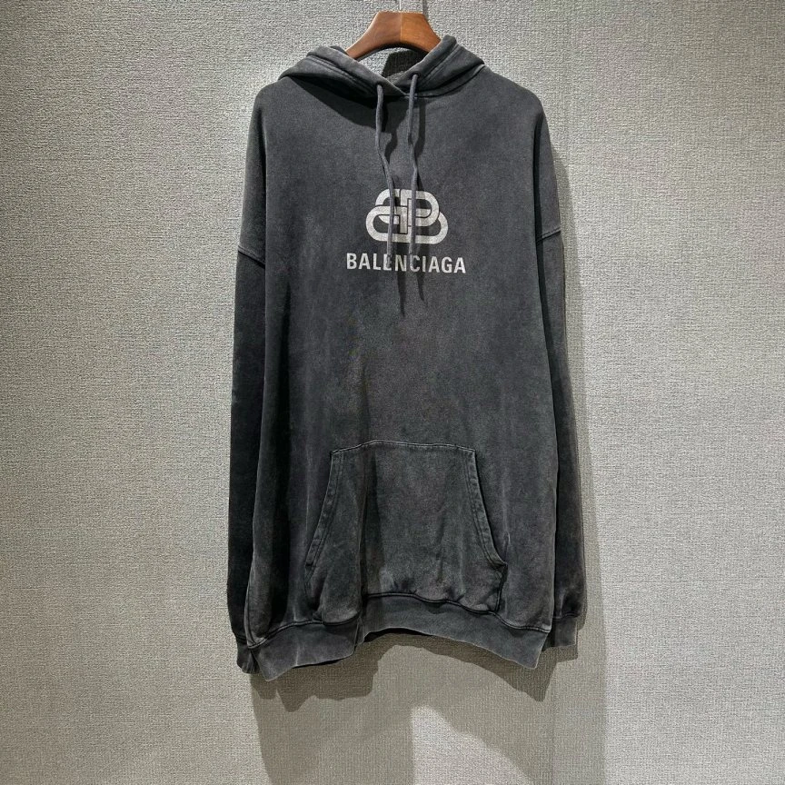 90新 Balenciaga/巴黎世家 （pm）双B锁扣帽衫卫衣 xs码/0954