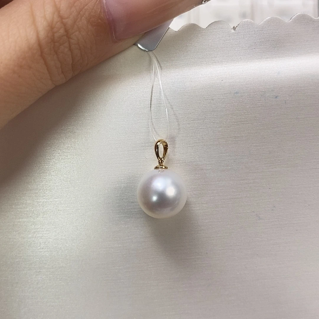 海水珍珠18K金镶嵌吊坠(不含链)澳白11-12