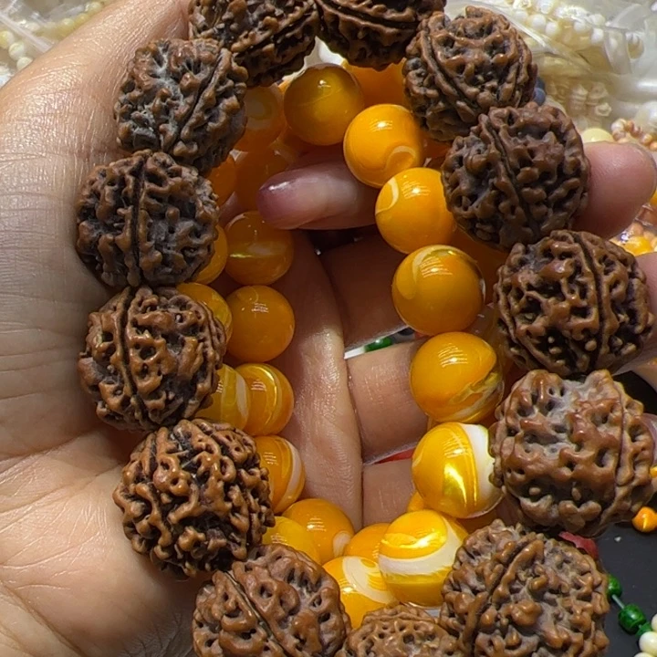 核桃手串/手链1.4金黄大白