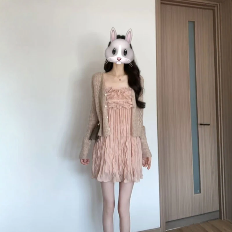御姐风巨好看的外套吊带连衣裙两件套小个子漂亮独特短裙2025秋季