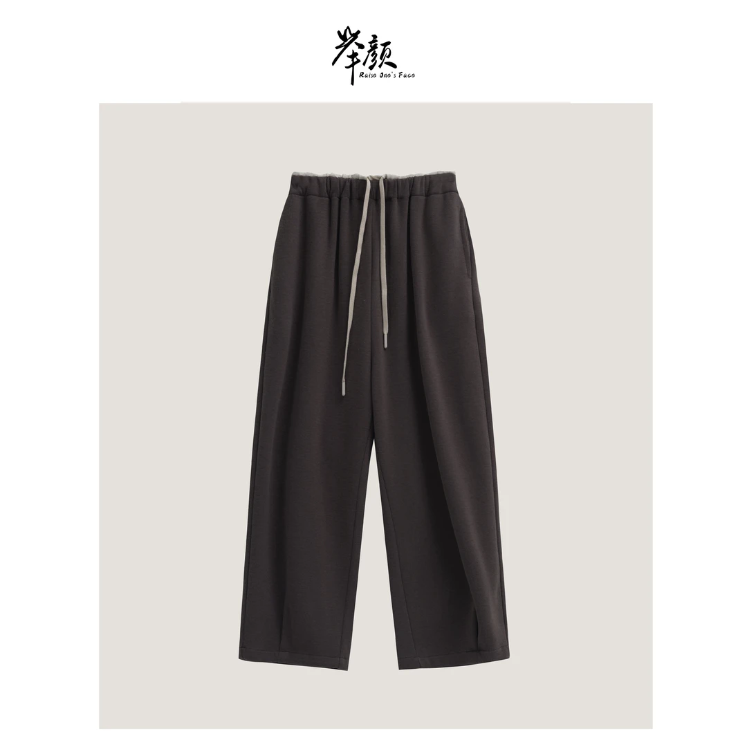 HUI-【里物】91086 简约双腰头慵懒风卫裤长裤