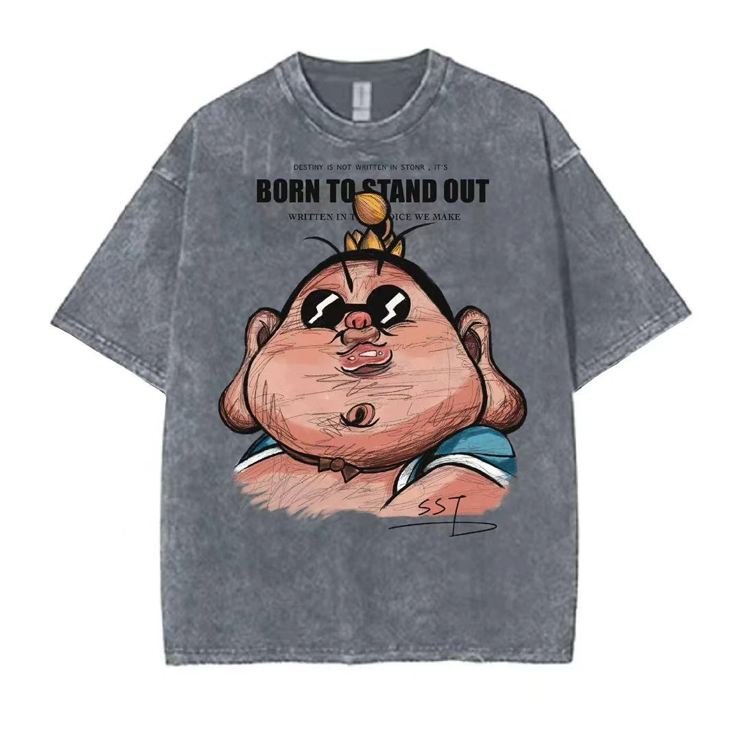 【SSTEE-太乙真人】洗水做旧纯棉手绘280克重磅水洗灰T恤