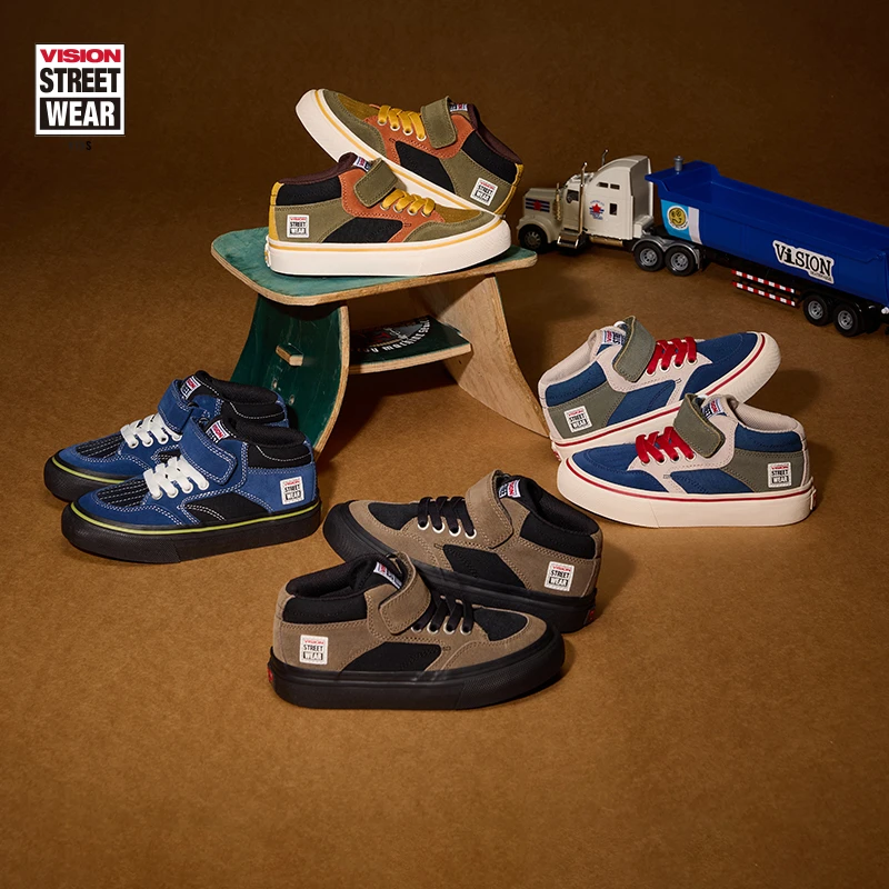 VISION童鞋  CONCAVE中帮魔术贴运动鞋滑板鞋儿童男女同款秋冬