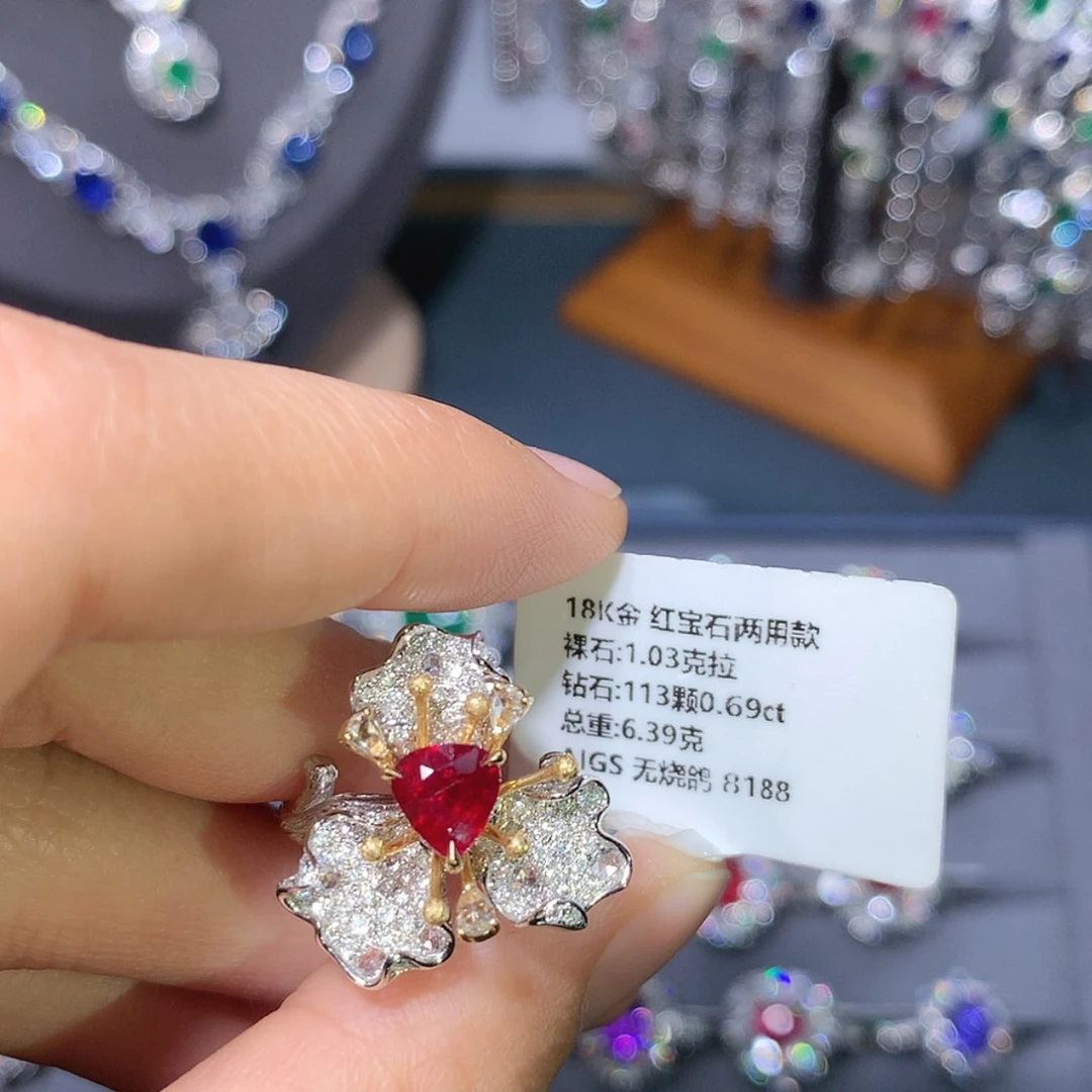 【闪购商品】红宝石戒指18K金镶嵌特秒福利
