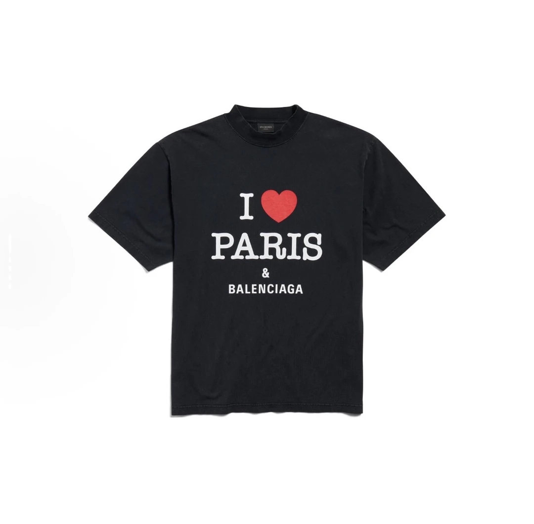 未使用 Balenciaga/巴黎世家 爱心字母印花圆领T恤