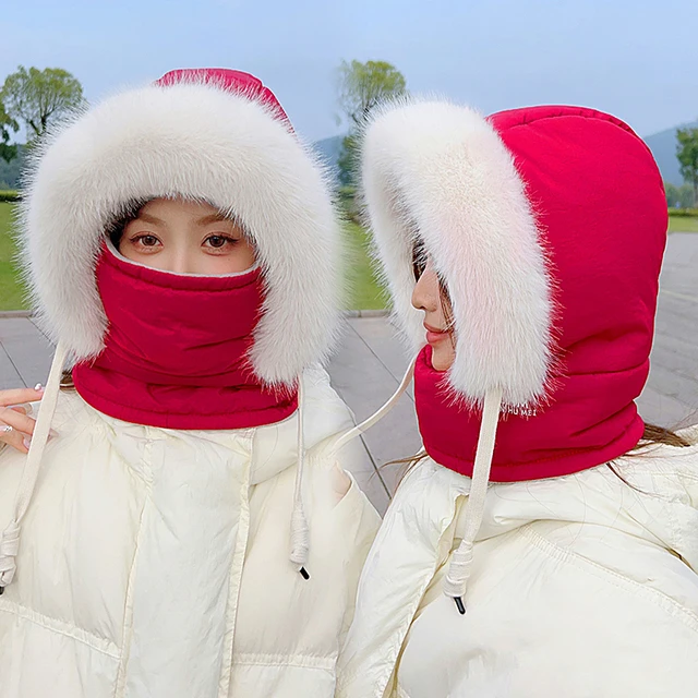 冬季加绒加厚保暖雷锋帽子护耳防风寒儿童围脖护外一体滑雪骑行帽