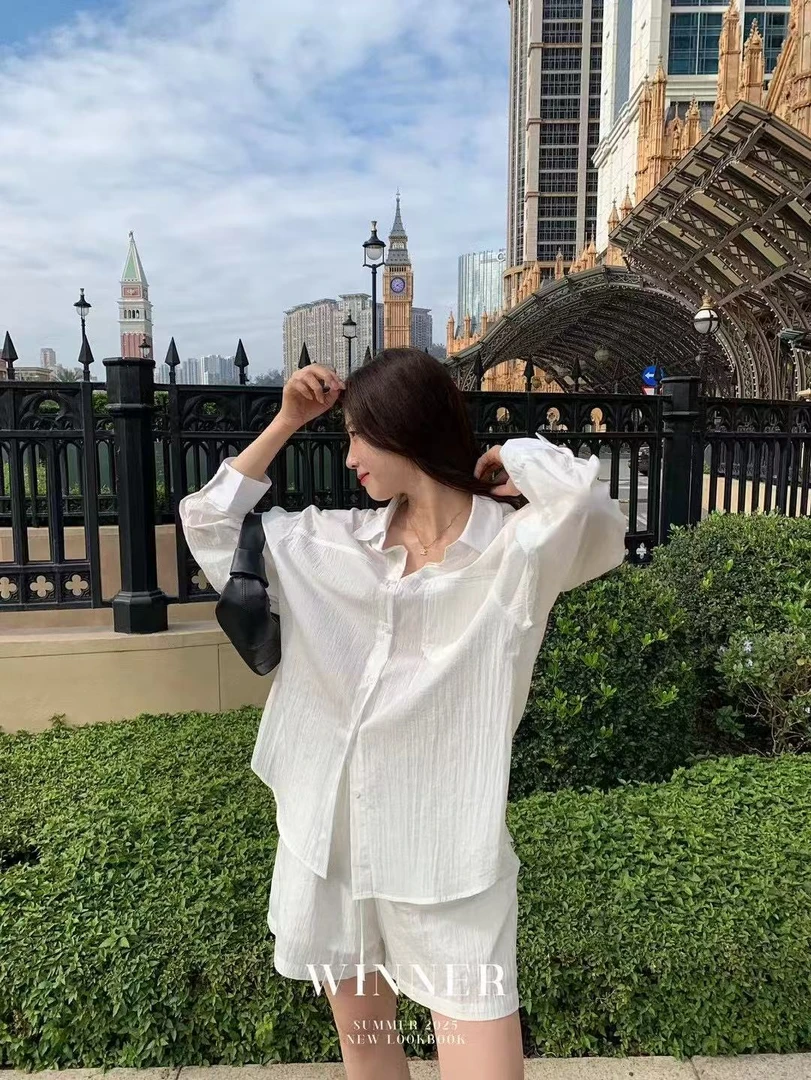 6832  休闲衬衫套装（衣长72，裤长40）  w