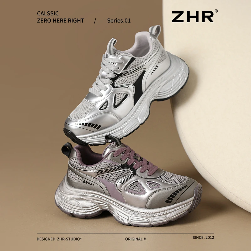ZHR则则厚底老爹鞋2025春季新款增高休闲女鞋轻便运动鞋JT87
