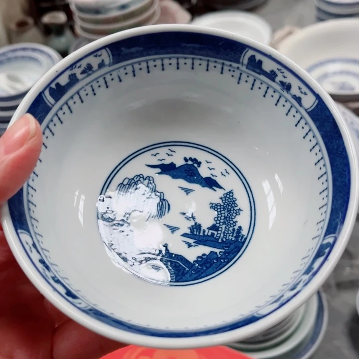 青花玲珑5.5寸饭碗梧桐