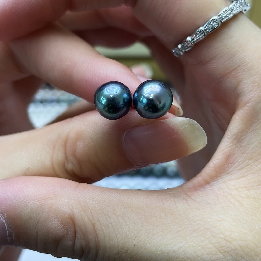 银S925镶嵌海水珍珠耳饰