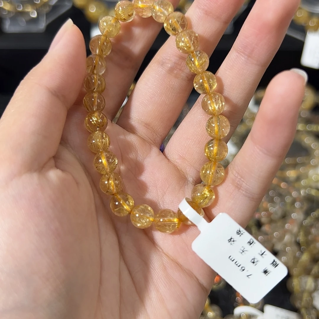 水晶手串未镶嵌天然金发晶