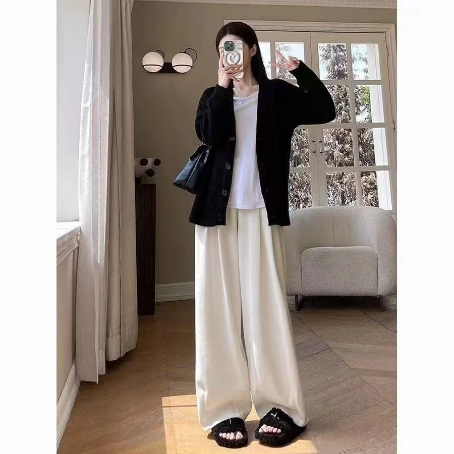 高个子定制加长休闲裤加绒加厚冬季慵懒风拖地山本裤宽松百搭女裤
